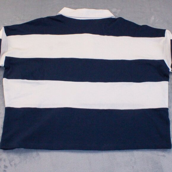 New England Patriots White Navy Striped Rugby Crop Top Women's Size Small - Picture 3 of 8